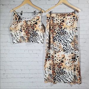 Rebdolls "Miya" Leopard Print Crop Top & Maxi Skirt Set